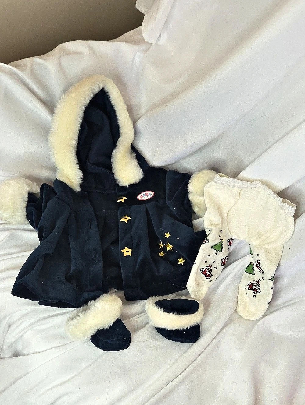 Baby Born Blue Velvet Coat Shoes Stockings Outfit Vtg 90s Zapf Creation Rare